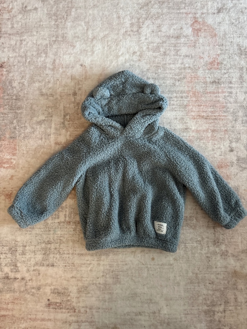 Kids Teddy Bear Ear Fleece Hoodie Blue Size 4Y